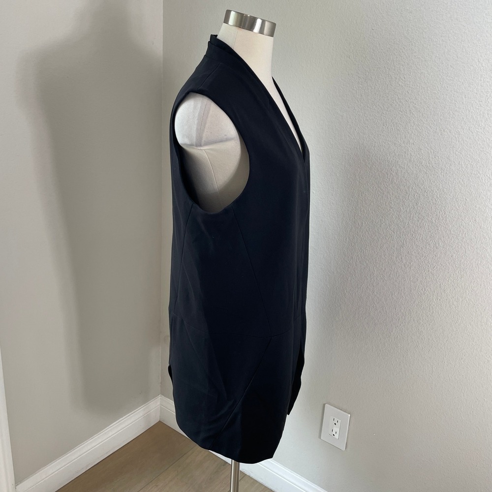 NEW White House Black Market Womens 14 Black Sleeveless Long Vest Jacket - Picture 9 of 11